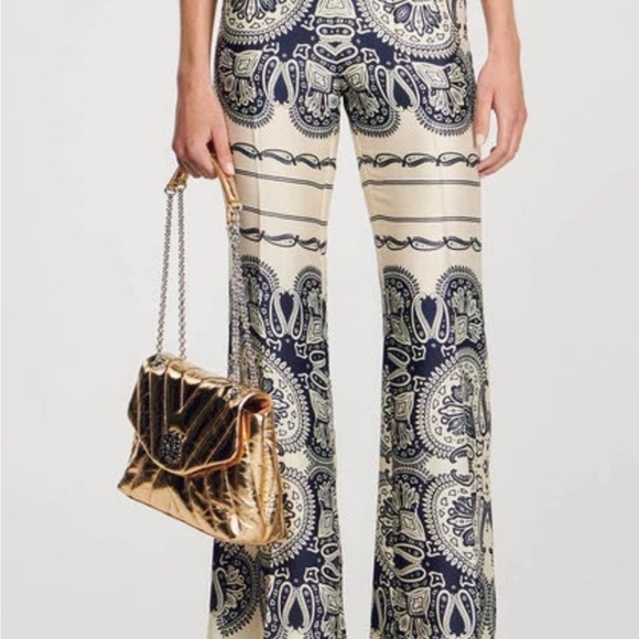 SANDRO PATTERNED FLOATY TROUSERS brand new with tags size 42,US size 10 - Picture 1 of 5